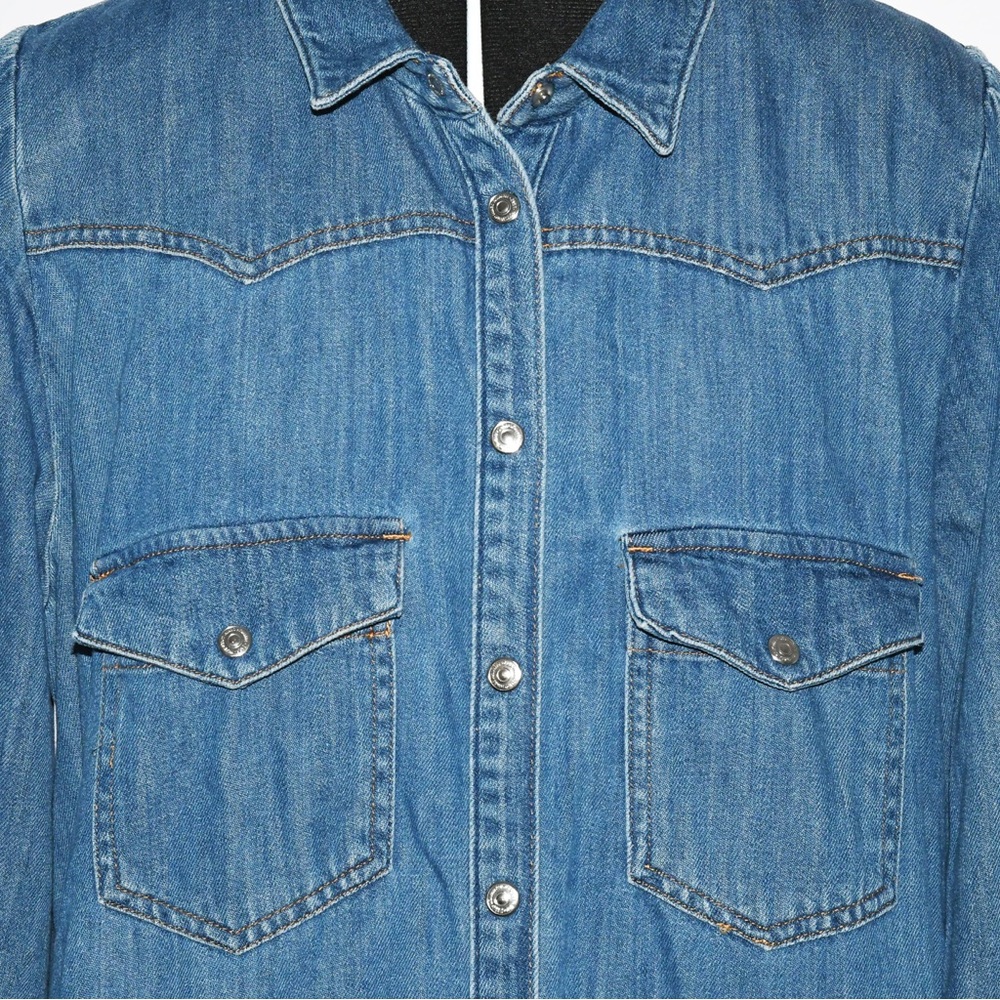 Button Shirt Dress Ranch Country Rodeo - Picture 2 of 5